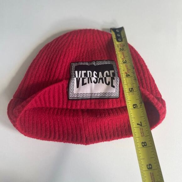 VERSACE KNITTED BEANIE HAT WOOL RED LOGO PATCHED MADE IN ITALY AUTHENTIC‎ ICONIC main image 12